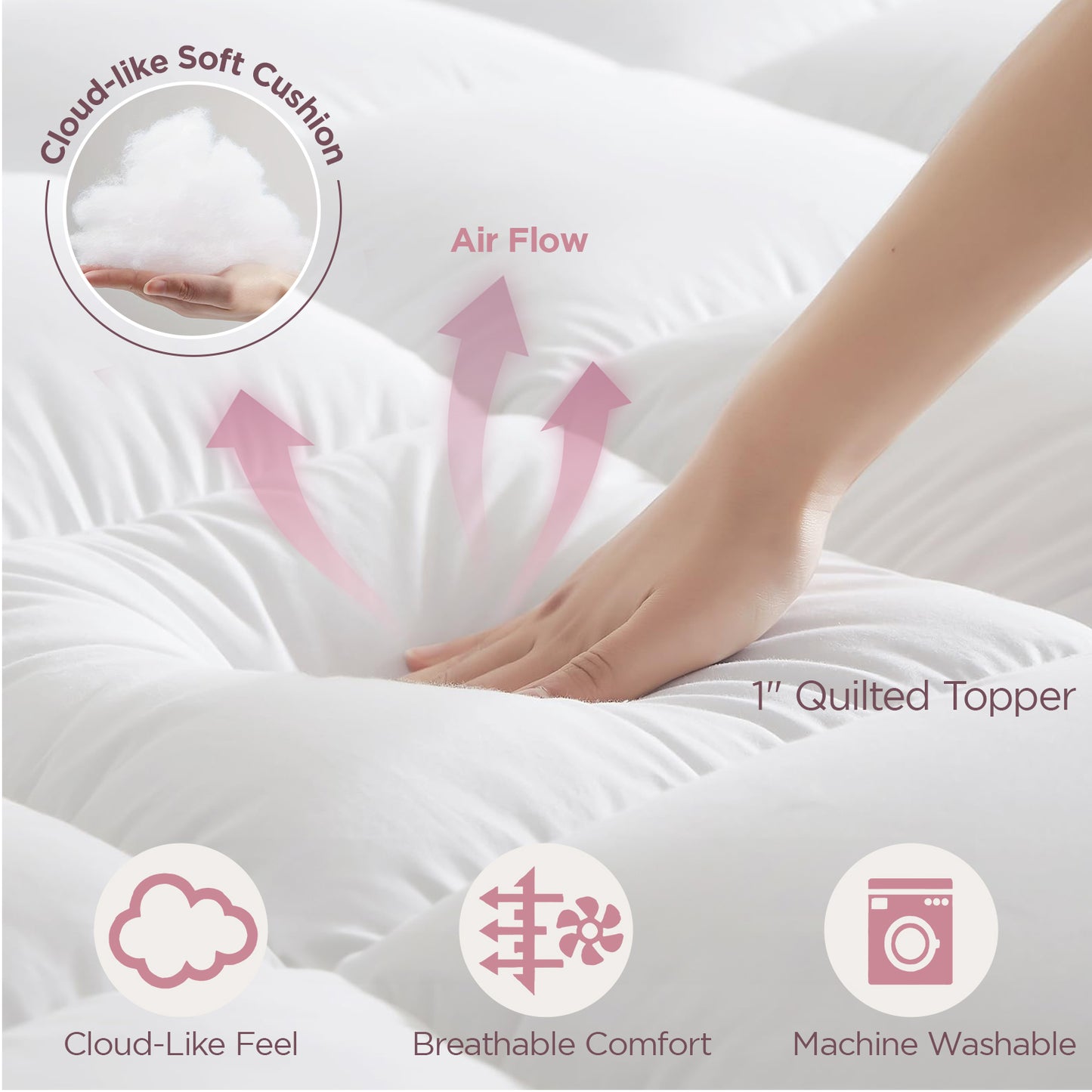 CHERIMOR Queen Air Mattress with Built-in Pump & Luxury Quilted Topper (Washable&Detachable), 20" Raised Comfort, 800lb Support, 4.5 Min Fast Inflate, Blow up Mattress for Guest Camping & Home