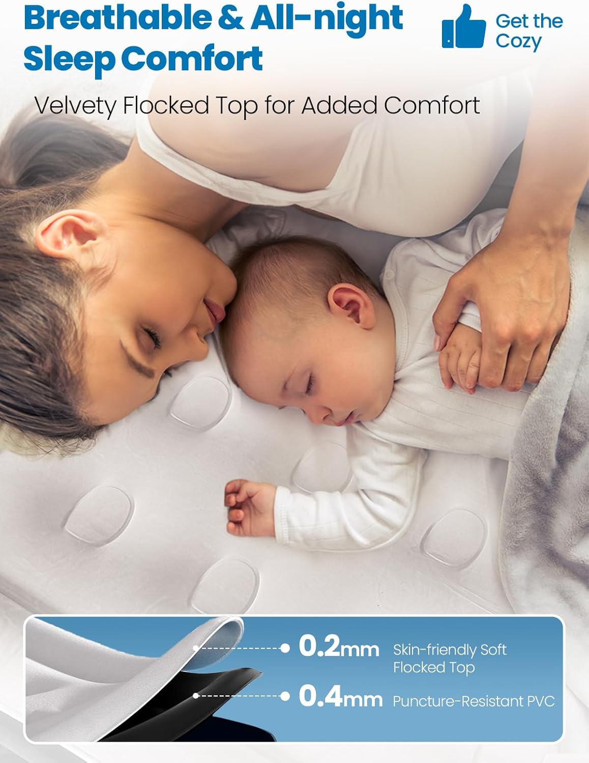 King Size Air Mattress with Built-in Pump, 18" Raised Comfort, 48Hr Leak-Proof Test, Upgraded Honeycomb Pillar Design, Blow Up Mattress Supports 1000 lbs, 3-Min Inflation for Home Guest Room Camping