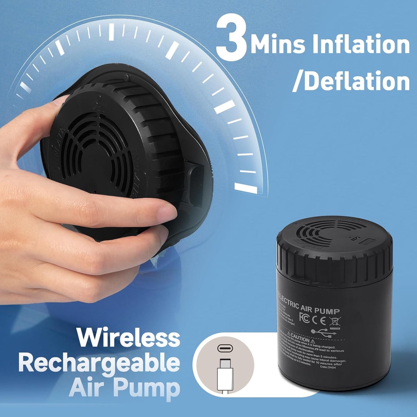 Queen Air Mattress with Built-in Rechargeable Pump, 1500 lbs Heavy-Duty Support, 16" Raised Upgraded Firmness Blow Up Mattress, Fast 3-Min Inflation, Inflatable Bed for Home, Guests & Camping