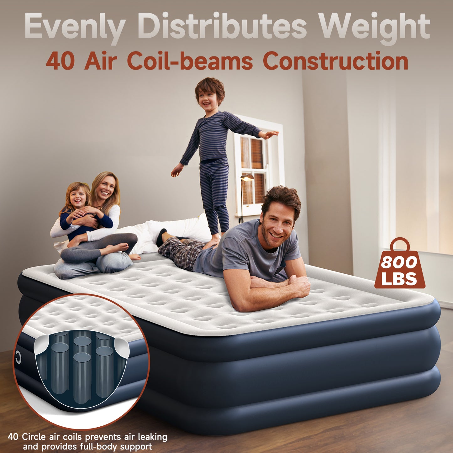 CHERIMOR Queen Air Mattress with Built in Pump, 46 cm High Thicken Sturdy Blow Up Mattress for Guests & Home, Inflatable Mattress for Camping, 3 Mins Inflatable, Portable Air Bed with Carry Bag