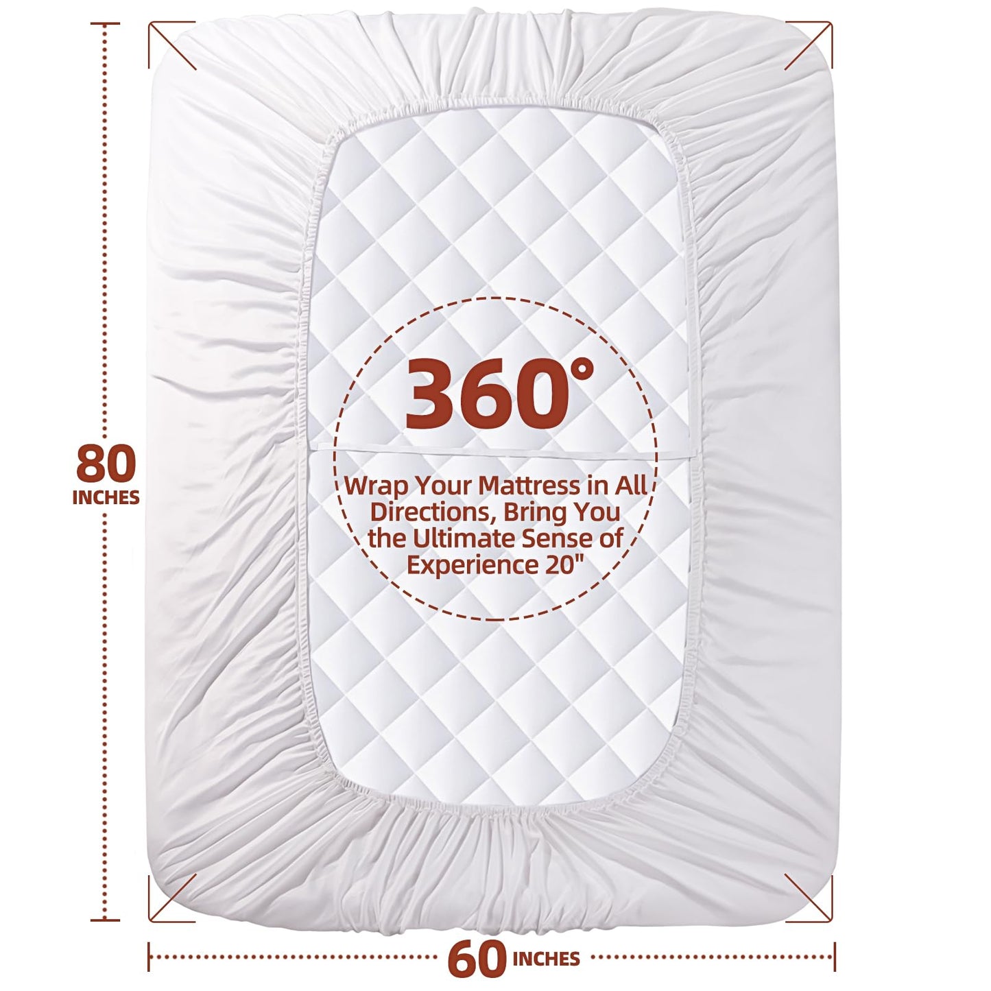 CHERIMOR Twin Mattress Pad, Deep Pocket Quilted Premium Mattress Protector, Anti-Shift Design, Extra Elastic Strap, Soft Breathable & Noiseless Mattress Cover, Fit up to 22" (39x75 Inches, White)