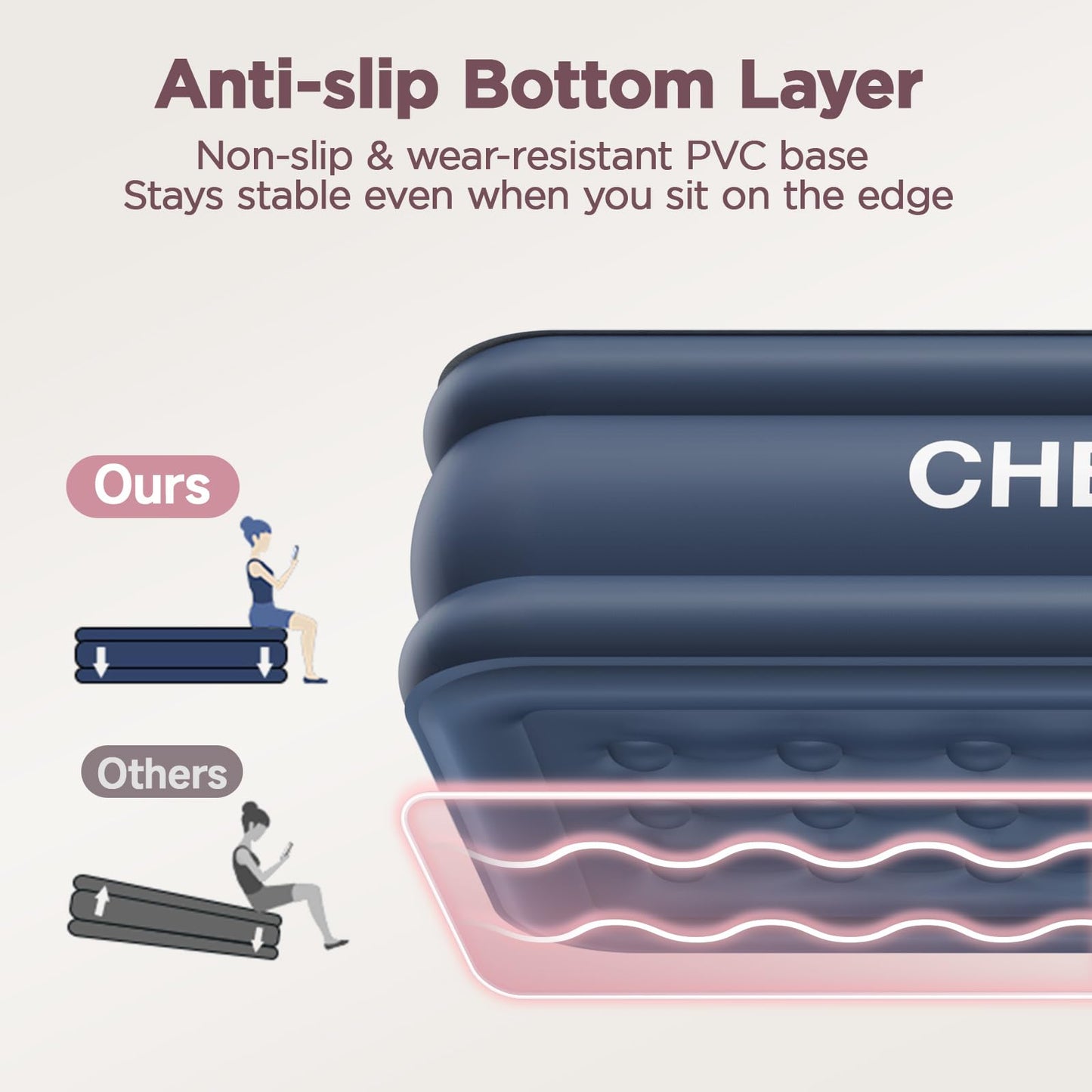 CHERIMOR Twin XL Air Mattress with Built-in Pump, 18" Raised Comfort, 80“ Length, 48Hr Leak-Proof Test, Upgraded Honeycomb Pillar Design, Supports 500 lbs, 2-Min Inflation for Home, Guests & Camping