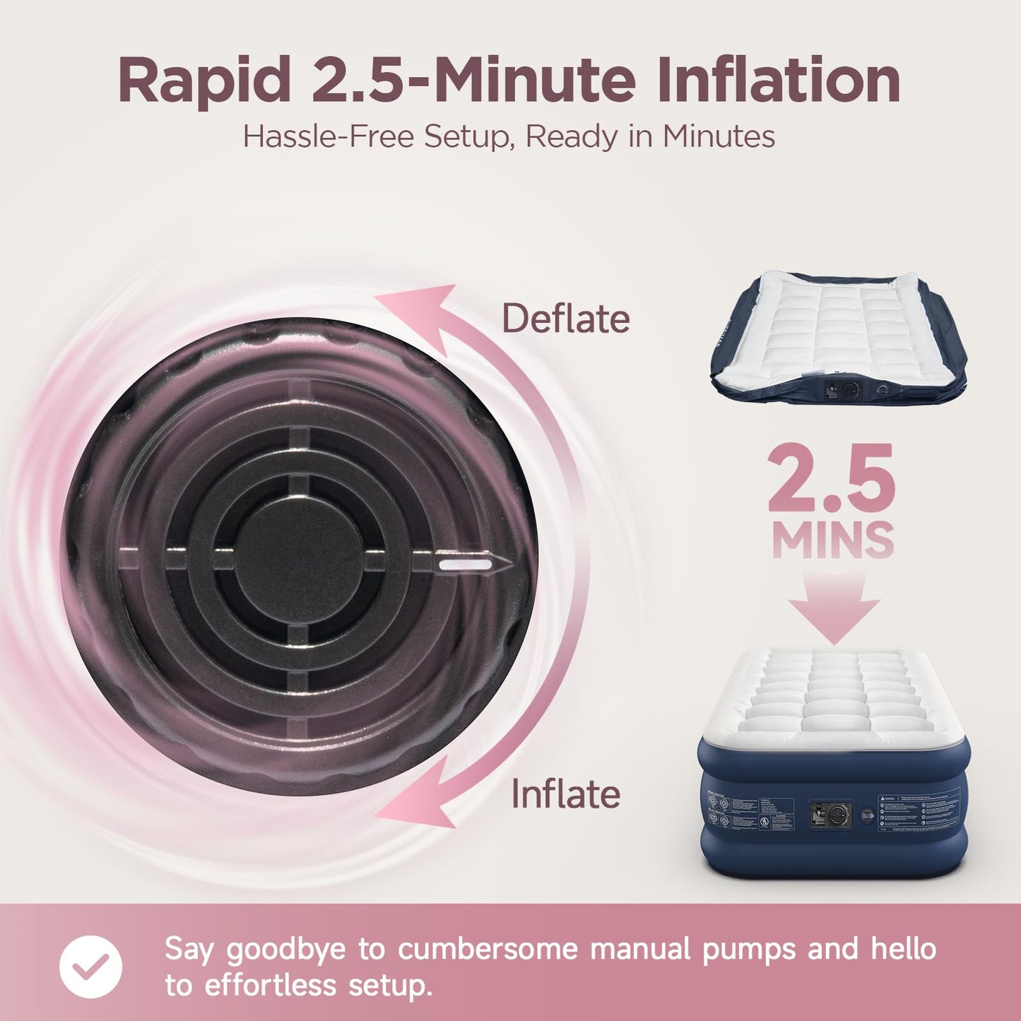 CHERIMOR Twin XL Air Mattress with Built-in Pump & Luxury Quilted Topper, 80" Length, 20" Height, 2.5 Min Fast Inflation, 500lbs Support, Blow up Mattress with Carry Bag for Guest, Camping & Home