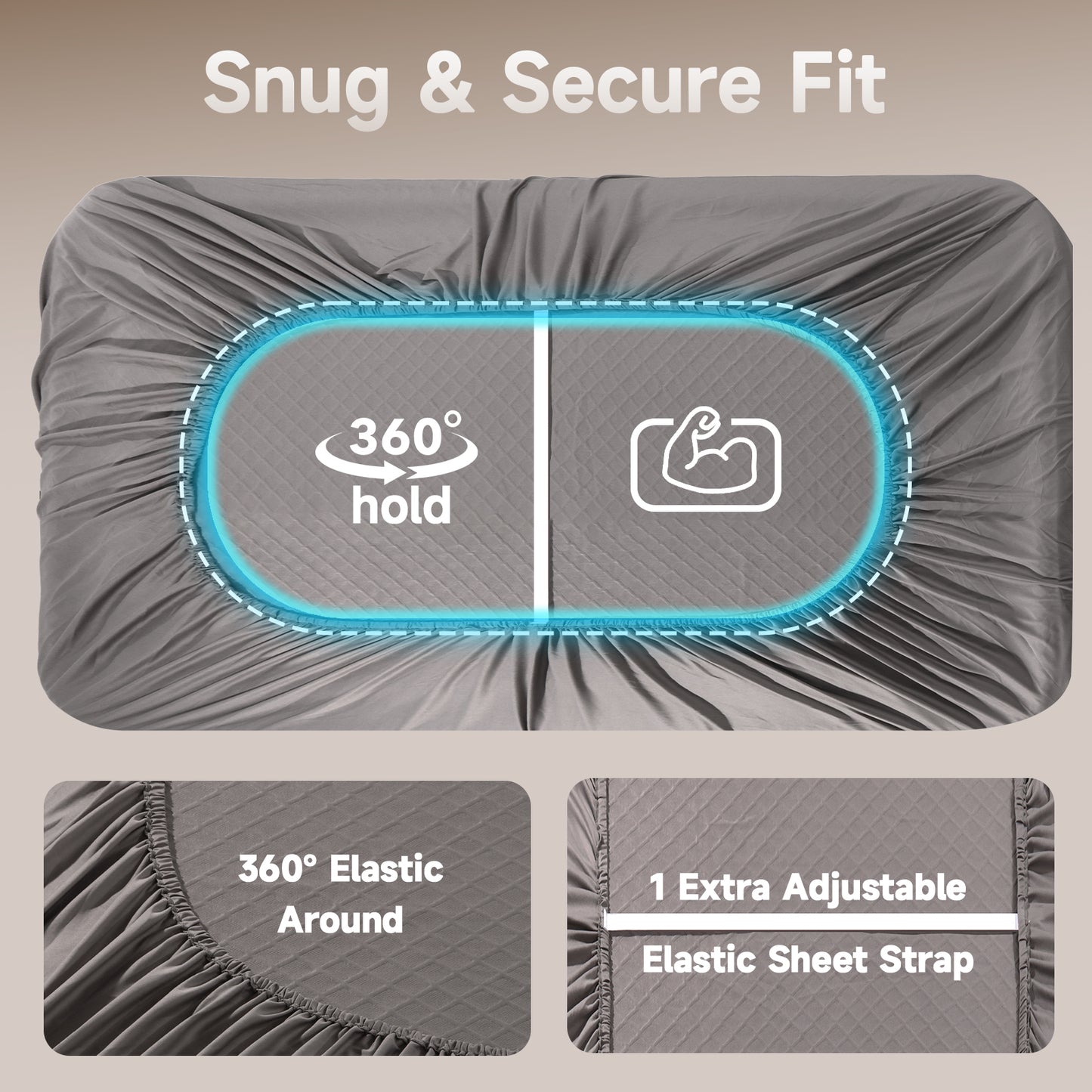 CHERIMOR Deep Pocket Twin Fitted Sheet Only, Twin Mattress Cover Up to 24 Inches High, Single Bed Sheets with Adjustable Sheet Strap for Air Mattress, College Dorm Essentials&Travel Essentials Bedding