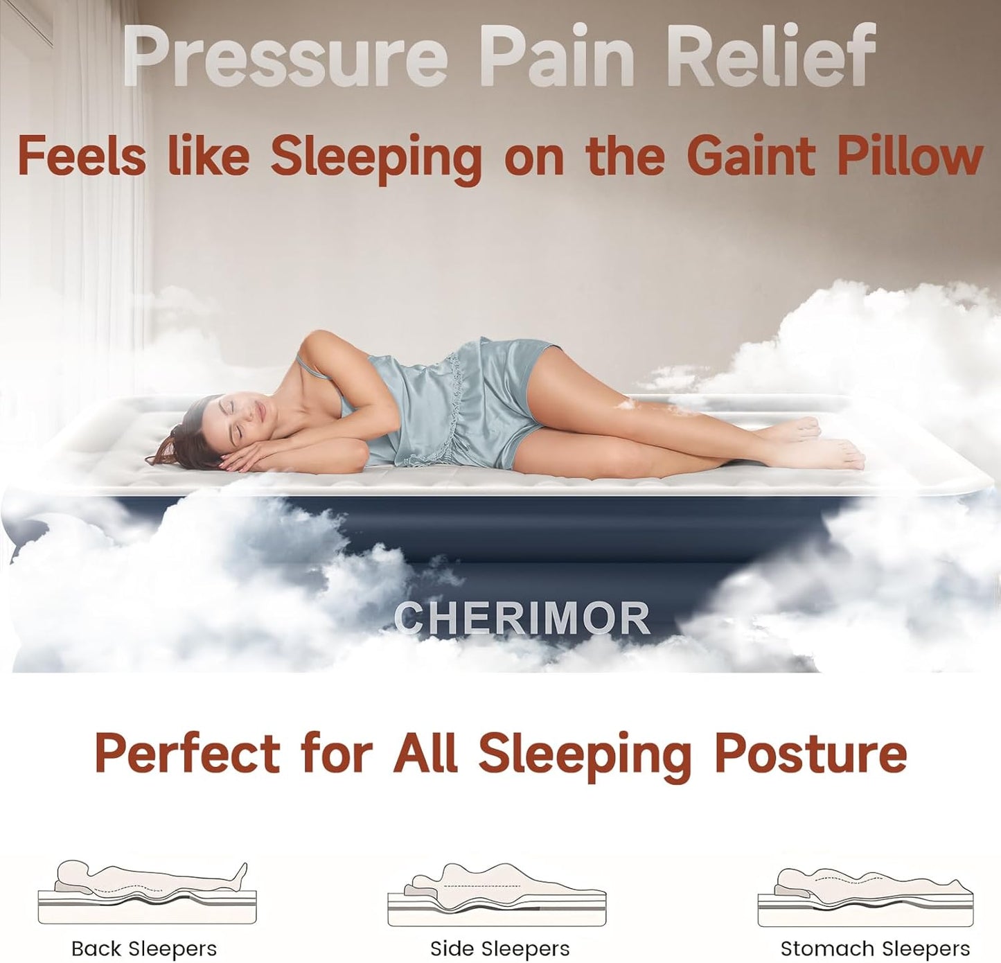 Twin Air Mattress with Built in Pump, 18 Raised Thick Inflatable Bed, 440lb Comfort Support, Inflatable Blow Up Mattress with Carry Bag for Camping, Fast Self-Inflating Air Bed for Guest&Home