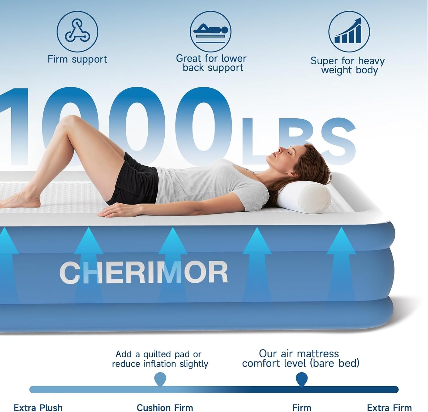 Twin Air Mattress with Built-in Rechargeable Pump, 1000 lbs Heavy-Duty Support, 16" Raised Upgraded Firmness, Fast 2-Min Inflation, Portable Blow Up Bed for Home, Guests & Camping