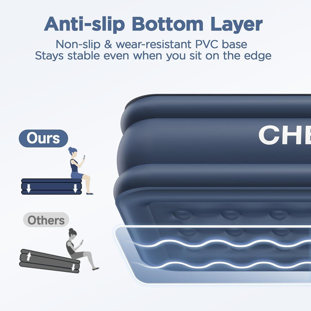 CHERIMOR Queen Air Mattress with Built-in Pump 18in, Reinforced PVC