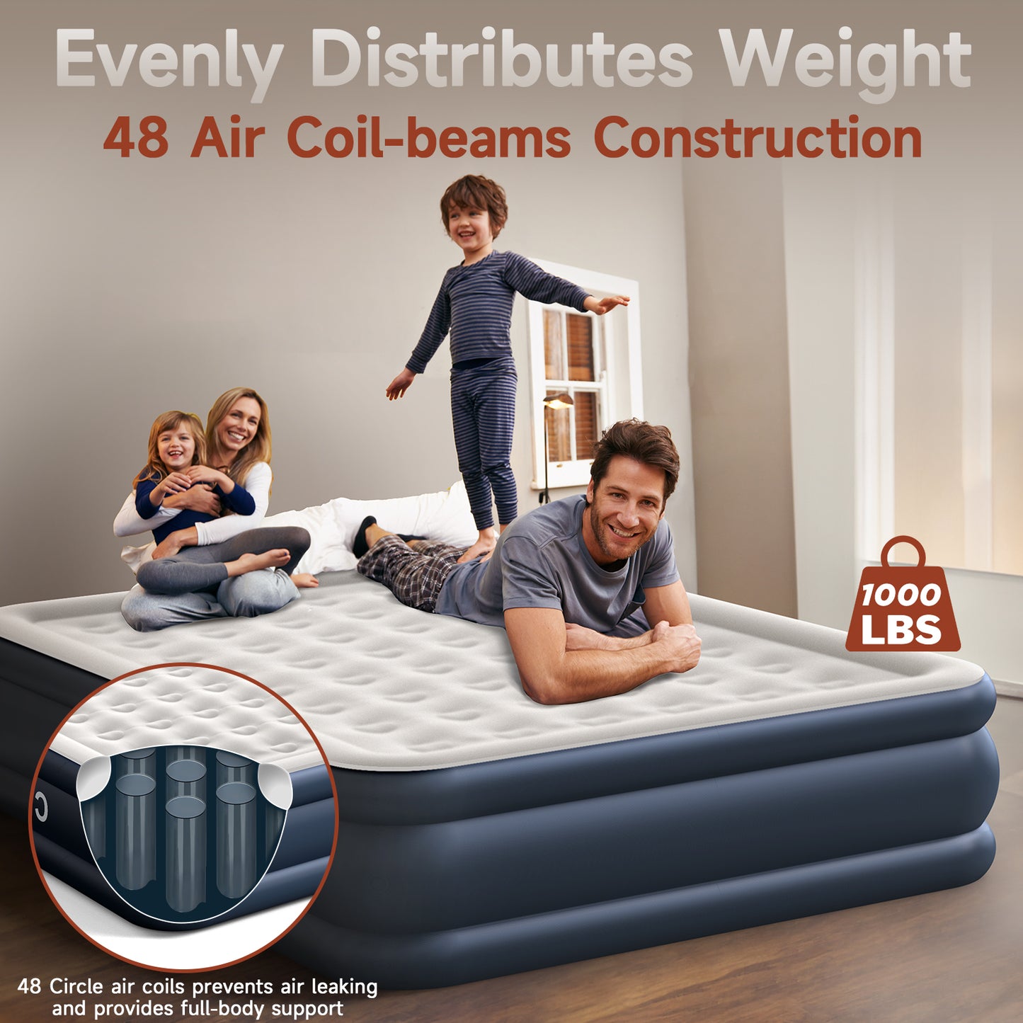 CHERIMOR King Size Air Mattress with Built in Pump, 46 cm High Luxury Thicken Sturdy Inflatable Mattress for Guests & Home, Portable Air Bed with Carry Bag, Blow up Mattress for Family & Adults