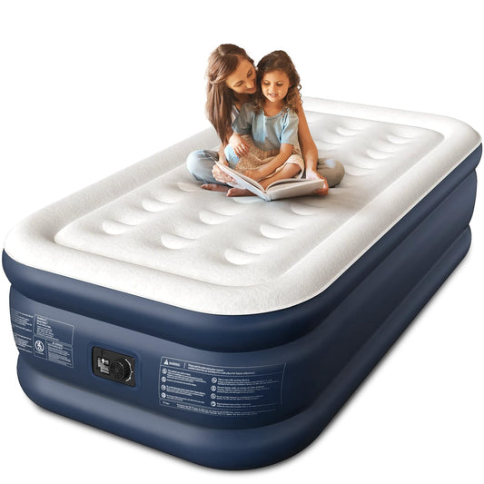 CHERIMOR Twin XL Air Mattress with Built-in Pump, 18" Raised Comfort, 80“ Length, 48Hr Leak-Proof Test, Upgraded Honeycomb Pillar Design, Supports 500 lbs, 2-Min Inflation for Home, Guests & Camping